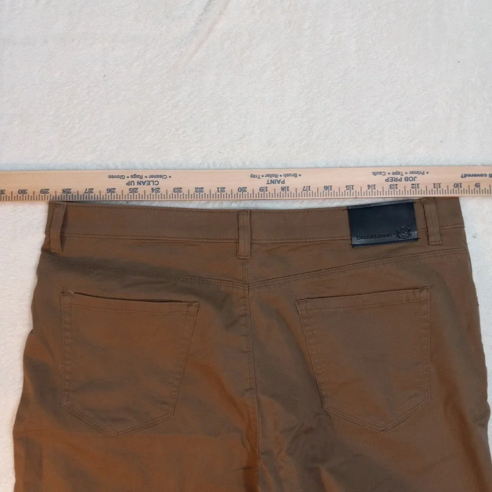 English laundry Men's 36 x 30 Brown Denim Jeans Hemmed Straight Leg cotton blend